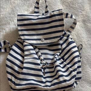 BAGGU Navy and White Striped Backpack